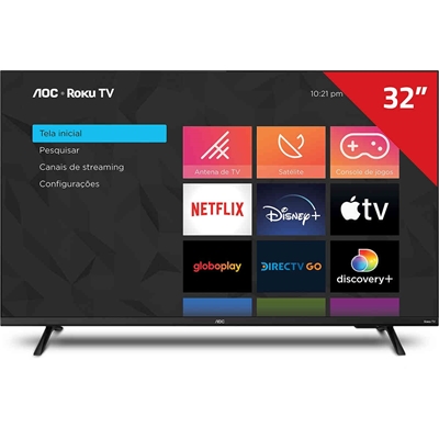 Smart TV AOC Roku 32" Led Full HD, Netflix, Youtube, Globoplay