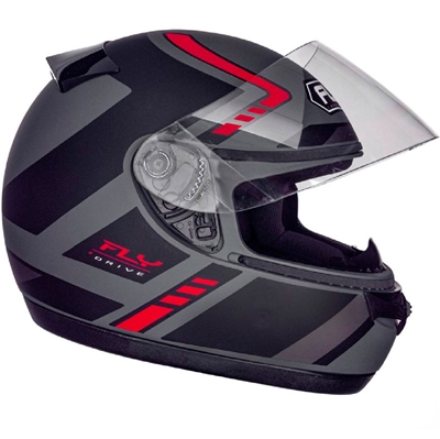 Capacete Fly Drive HG Elegance Ptoch Preto e Vermelho 58