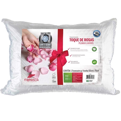 Travesseiro Fibrasca Toque De Rosas 50x70cm Branco 4585