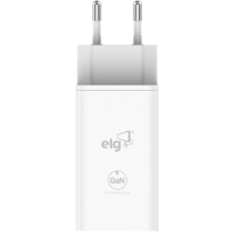 Carregador de Parede 65W Gan Universal 2 Saídas USB Tipo-C E 1 Saída USB-A Branco ELG