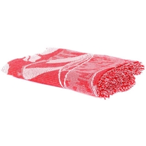 Cobertor Casal Canto Das Redes 100% Algodão Vermelho Com Branco