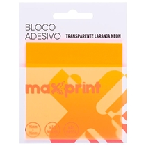 Bloco Adesivo Maxprint Clearnote Neon Transparente 76x76mm Laranja 74000135