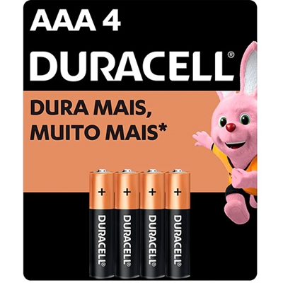 Pilha Alcalina AAA Pequena Duracell 4 Unidades