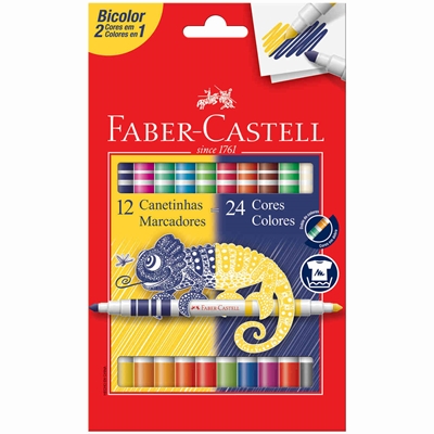 Canetinhas Marcadores Faber-Castell Bicolor 24 Cores