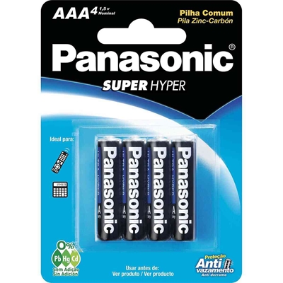 Pilha Comum Panasonic AAA Palito 4 Unidades R03UAL/4B400