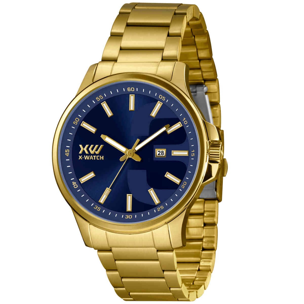 Relógio Magnum Masculino Ma34781l Dourado Azul Aço