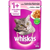 Ração Úmida Whiskas Para Gatos Adultos Salmão ao Molho Sachê 85g (MP)