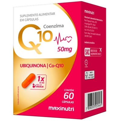 Coenzima Q10 50mg Com  60 Cápsulas Maxinutri
