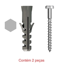 Parafuso Sextavado Sforplast Rosca Soberba 5/16x65 + Bucha Plástica Com Aba 12mm 2 Peças (MP)