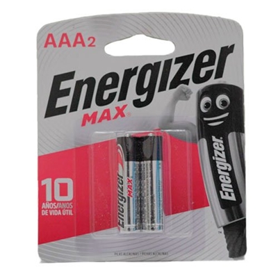 Pilha Energizer Alcalina AAA2 Cartela Com 2 Unidades
