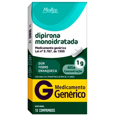 Dipirona Monoidratada 1g  10 Comprimidos Medley