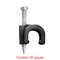 Fixa Fio Coaxial 7mm + Prego 2,5x25mm Preto 20 Peças - Sforplast (MP)