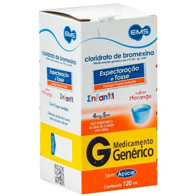 Cloridrato De Bromexina 4mg/5ml 120ml Xarope Infantil  Ems Generico