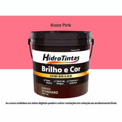 Tinta Acrílica Hidrotintas Standard Semibrilho 15L Brilho e Cor Rosa Pink (MP)