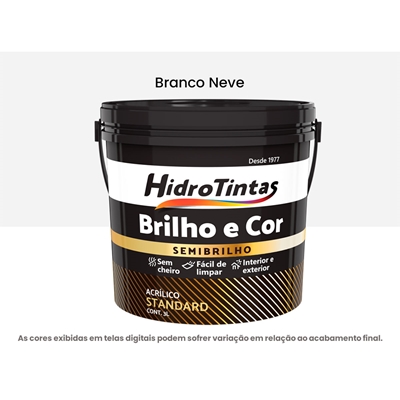 Tinta Acrílica Hidrotintas Standard Semibrilho 15L Brilho e Cor Branco Neve (MP)