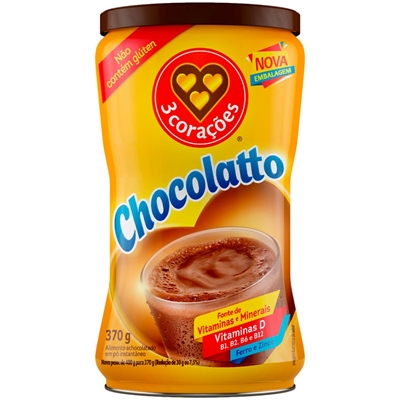 Achocolatado 3 Corações Chocolatto Lata 370g