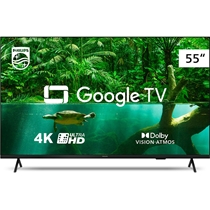 Smart TV Philips 55" UHD LED 4K Google TV Comando de Voz Dolby Vision/ATMOS Bluetooth 55PUG7408/78