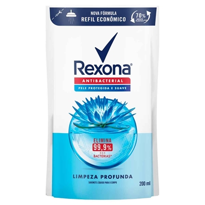 Refil Sabonete Líquido Rexona Antibacterial Limpeza Profunda 200ml