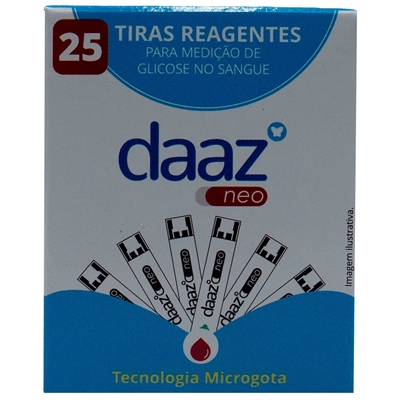Tiras Reagentes Para Medição De Glicose Daaz Neo 25 Tiras