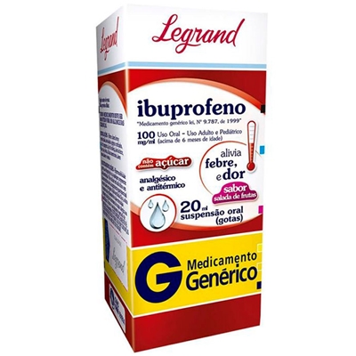 Ibuprofeno 100mg/mL Suspensão Oral 20ml Legrand