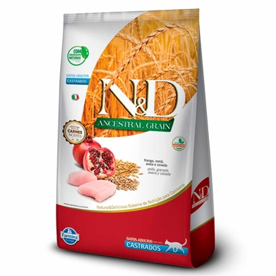 Ração N&D Ancestral Grain Gatos Adultos Castrado Frango 1,5kg (MP)
