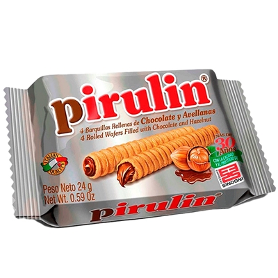 Wafer Enrolado Pirulin Chocolate E Avelã 24g