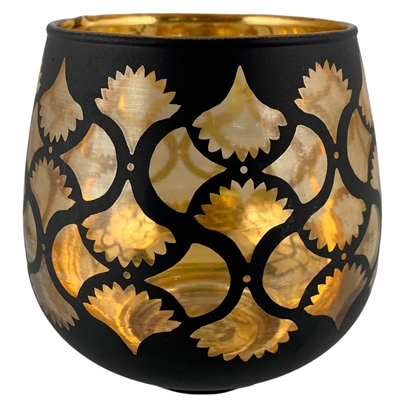 Porta-velas Noritex Dourado e Preto 413-05148