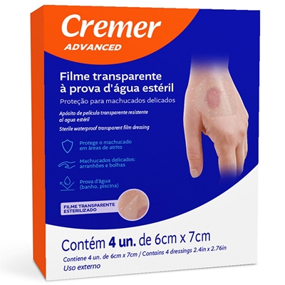 Curativo Cremer Filme Transparente À Prova DÁgua Estéril 4 Unidades