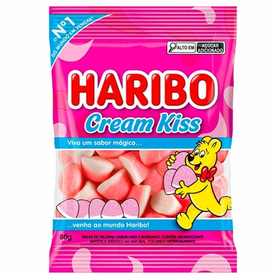 Bala Gelatina Haribo Cream Kiss 80g