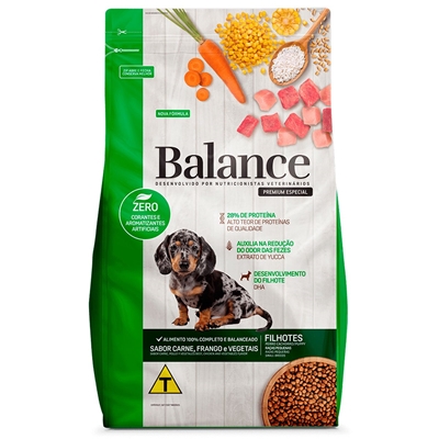 Ração Balance Premium Especial Cães Filhote Raças Pequenas Carne 900g (MP)