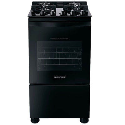 Fogão 4 Bocas Brastemp Automático Mesa de Vidro Bivolt Preto BFO4XAEUNA