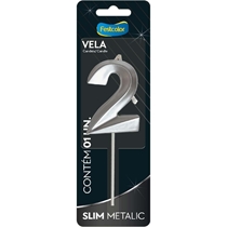Vela Slim Metallic Nº2 Festcolor Prata (MP)