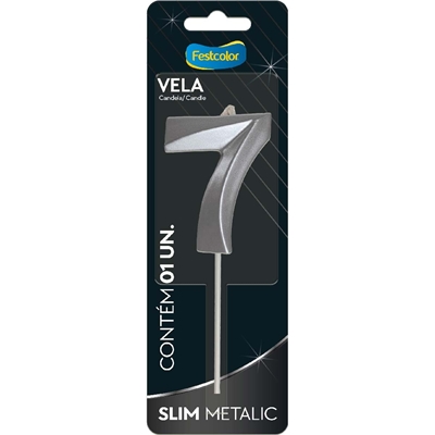 Vela Slim Metallic Nº7 Festcolor Prata (MP)