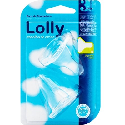 Bico para Mamadeira Lolly Redondo Silicone 2 Unidades