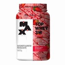 Top Whey Max Titanium 3W + Sabor Iogurte Grego Morango 900g (MP)