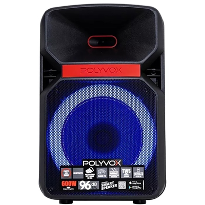 Caixa de Som Amplificada Polyvox TWS 600W Woofer Bluetooth USB Xc-812