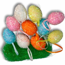 Enfeites Wincy Ovos Sisal Decorativos Coloridos 4cm 12 Unidades (MP)
