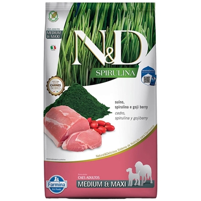 Ração N&D Spirulina Cães Adultos Médios e Grandes Suino 10,1kg (MP)