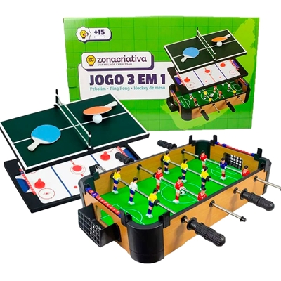 Jogo 3 Em 1 Futebol Ping Pong E Hockey De Mesa Zonacriativa (MP)