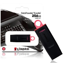 Pen Drive Kingston Exodia 256GB USB 3.2 DTX/256GB Preto/Vermelho (MP)