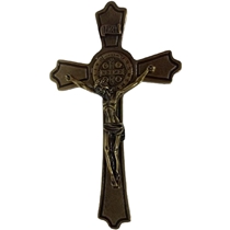 Crucifixo de Parede Comercial Carvalho 16cm Ouro Velho (MP)