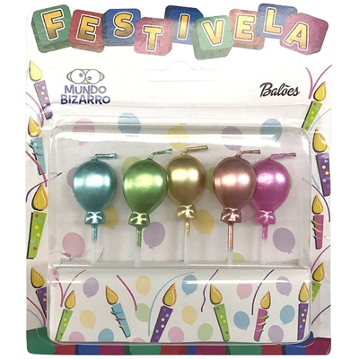 Vela Festivela Balões 5 unidades (MP)