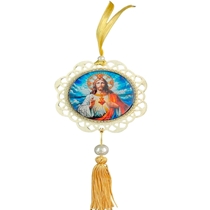 Mandala Santorine Sagrado Coração Jesus Dourado com Strass (MP)