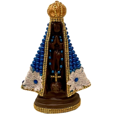 Imagem Nossa Senhora Aparecida Santorine Pérola Azul Negra 22cm (MP)