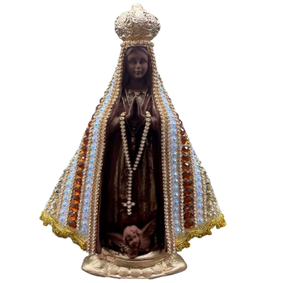 Imagem Nossa Senhora Aparecida Santorine 24cm Marrom Dourada (MP)