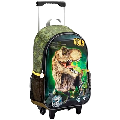 Mochila De Rodinha Seanite Dinosaurs Verde (MP)