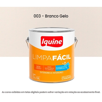 Tinta Acrílica Iquine Semibrilho Standard 3,6L Limpa Fácil Branco Gelo (MP)