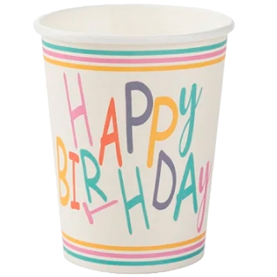 Copo De Papel Silver Festas Happy Birthday Colorido 10 Unidades (MP)