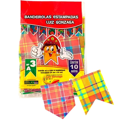 Bandeirola Luiz Gonzaga Junina Estampada 17x23cm 10 Metros B3EE (MP)