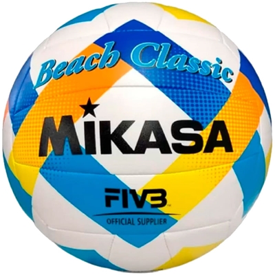 Bola De Vôlei De Praia Mikasa BV543 Tamanho 5 Branco Amarelo E Azul (MP)